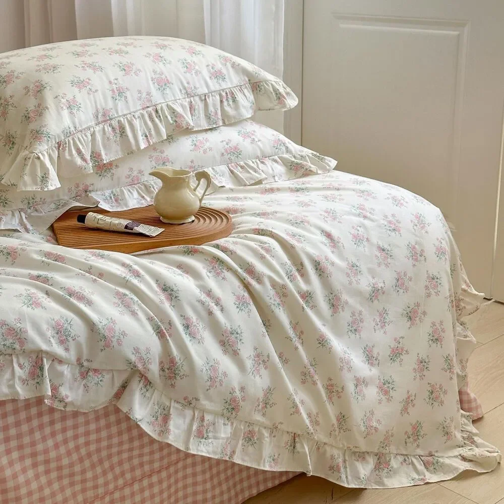 Twin XL Duvet Cover Set (Pink & Cream Floral)